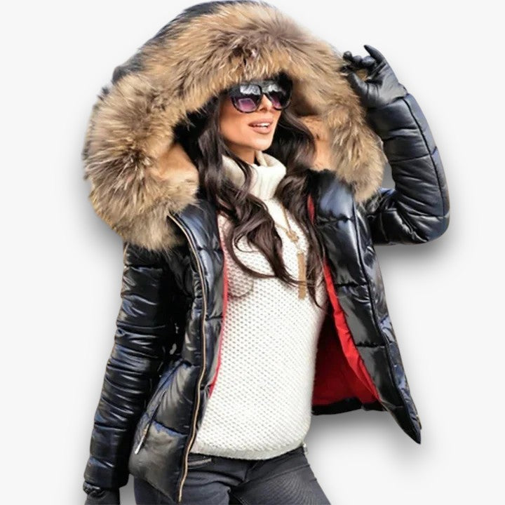 Alyssa - Winter Jacket with Faux Fur Hood for Women