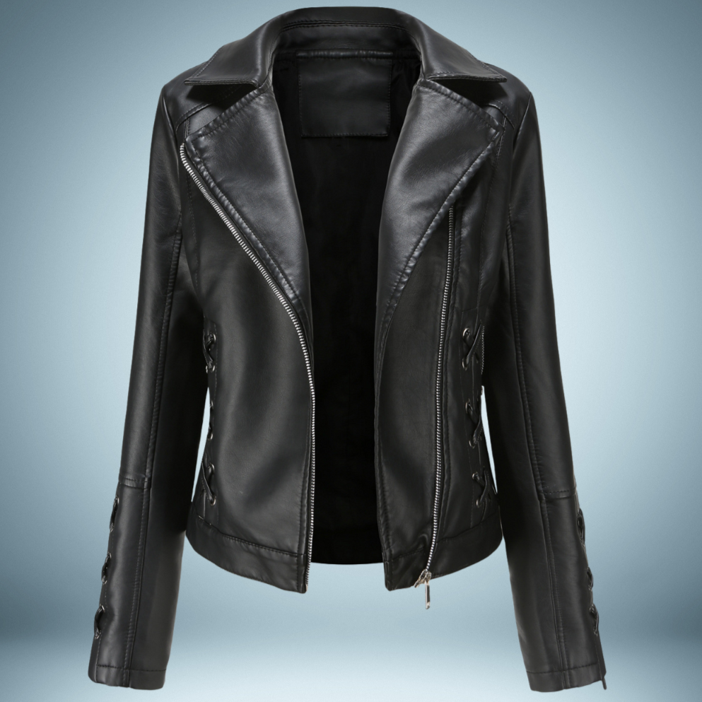 Ariane - a leather jacket that redefines elegance with its intricate braided design