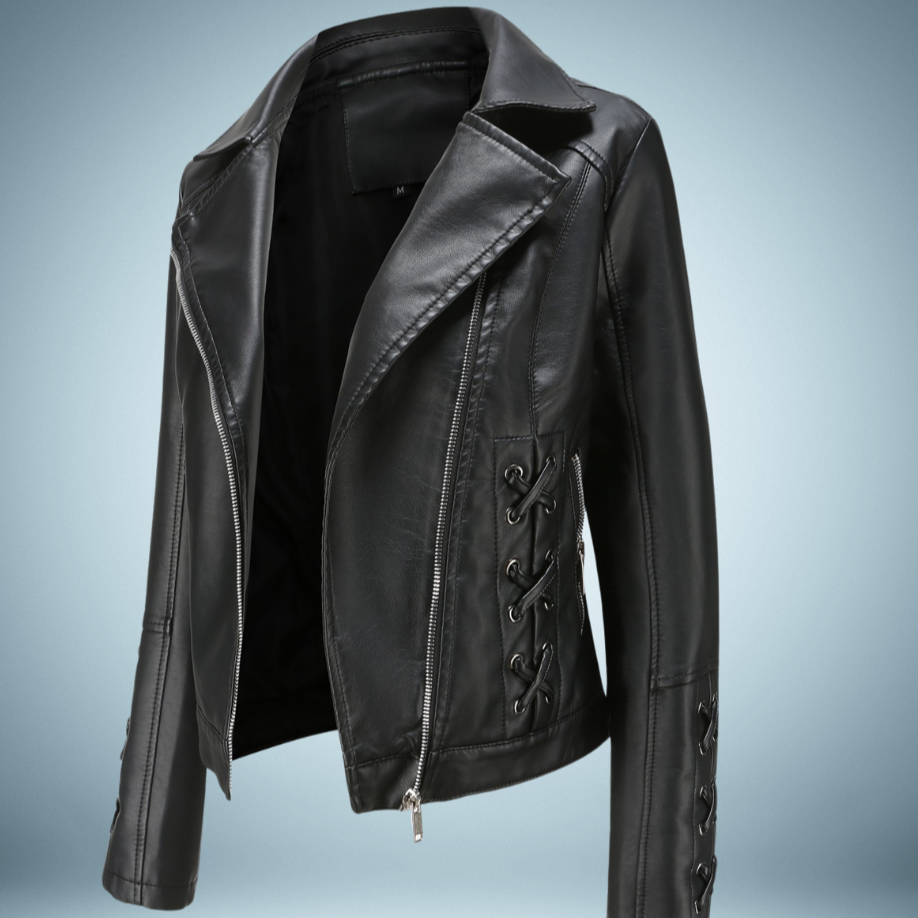 Ariane - a leather jacket that redefines elegance with its intricate braided design