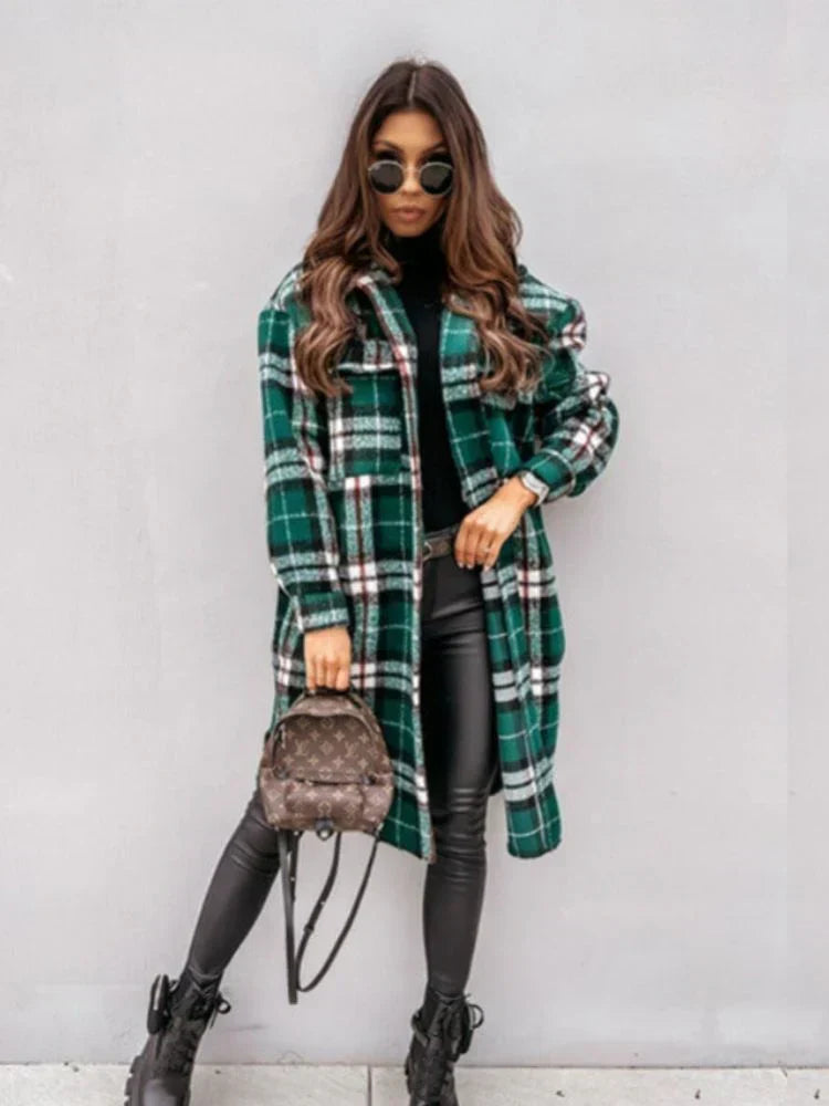 Luisa - Long Plaid Jacket for Women