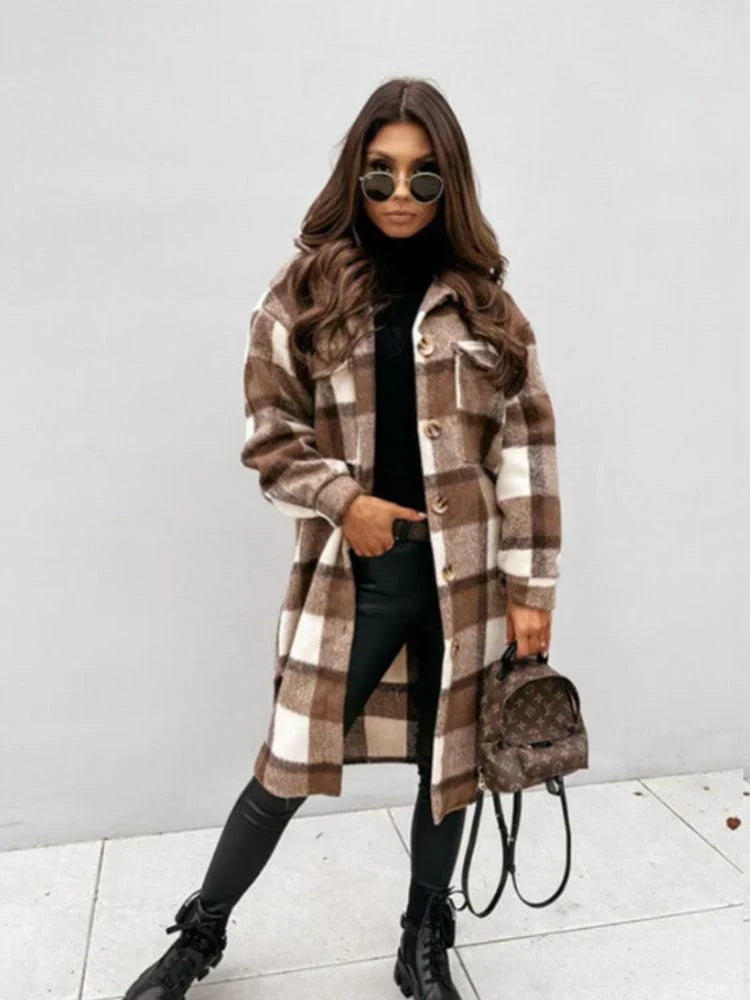 Luisa - Long Plaid Jacket for Women