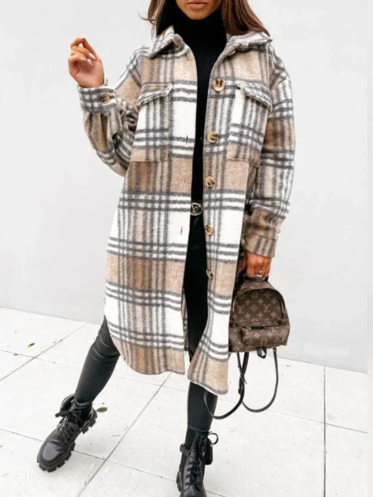 Luisa - Long Plaid Jacket for Women