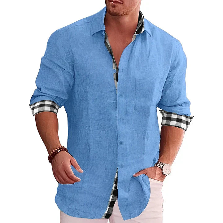 Brennan - Men’s Shirt with Contrast Accents and Rolled Sleeves