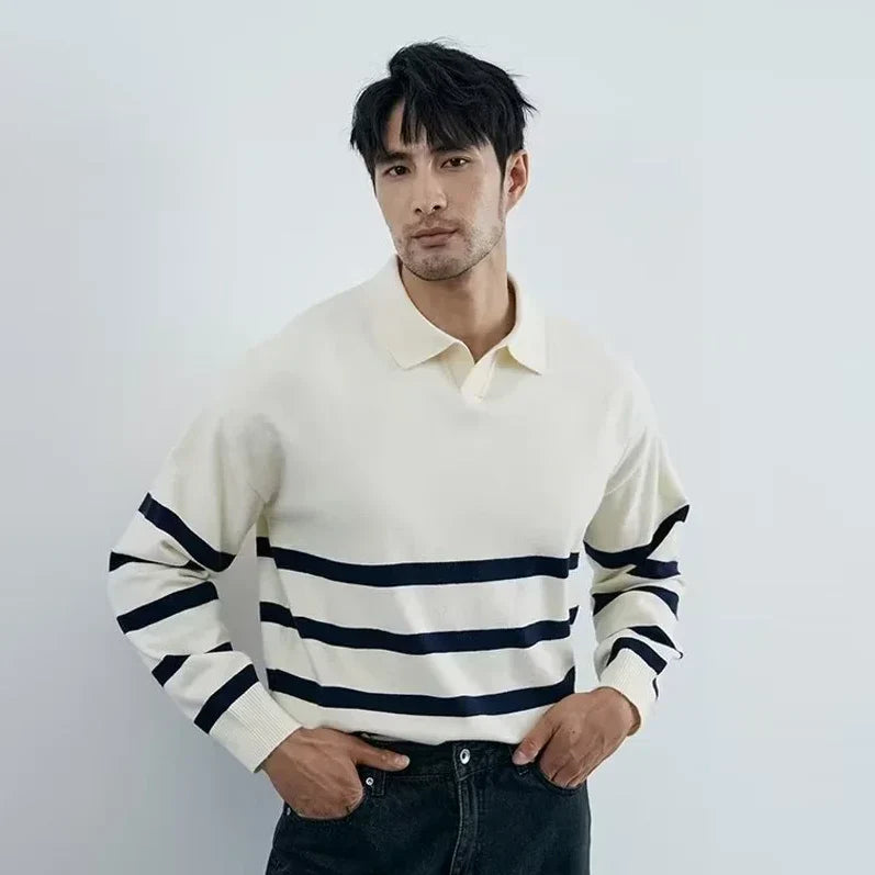 Miro - Striped Sweater with Collar for Men