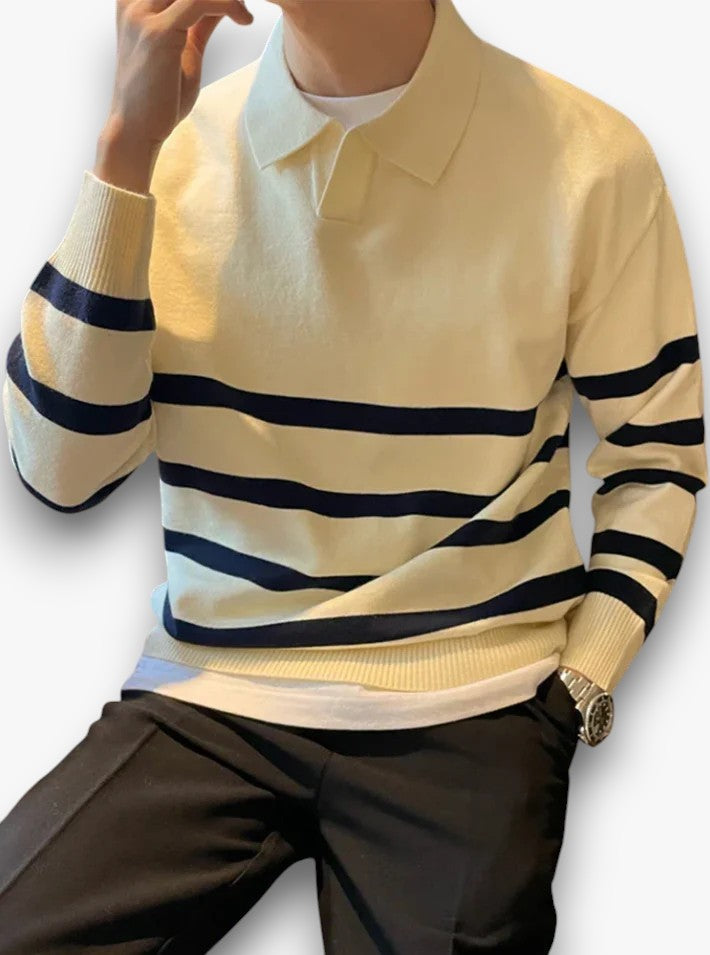 Miro - Striped Sweater with Collar for Men