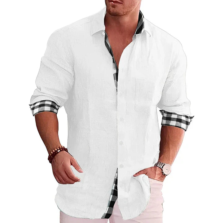 Brennan - Men’s Shirt with Contrast Accents and Rolled Sleeves